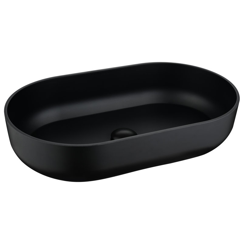 Lavabo vasque de salle de bain noir mat de 14 po - Installation au-dessus du comptoir, Scratch, drainage rapide de l'eau 24 po x 14 po, hygiénique, lisse,