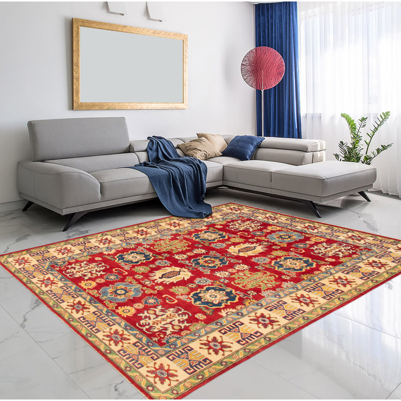 Tapis unique en laine noué à la main 6 pi 9 po x 9 pi 9 po nouvel âge Ogg