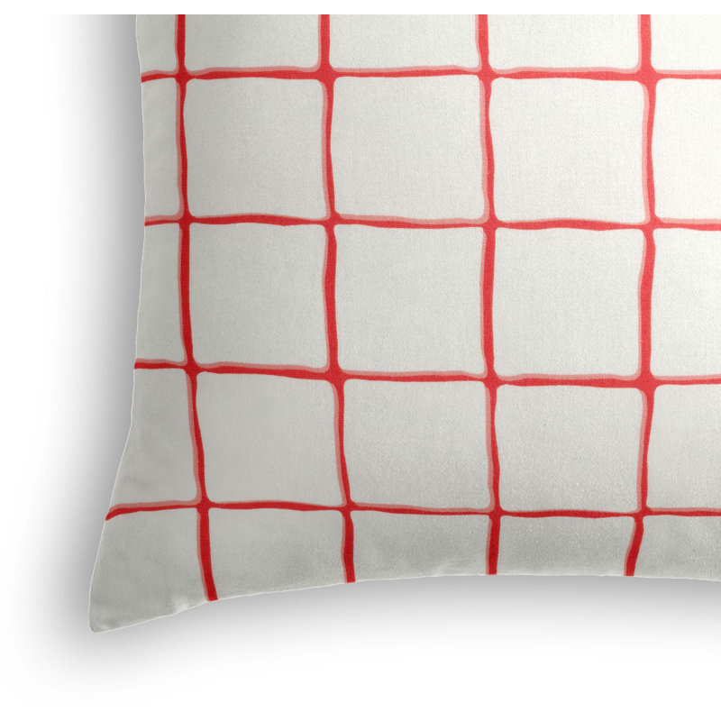 Painted Check Square Cotton Pillow Cover & Insert, 24" x 24", Red/White