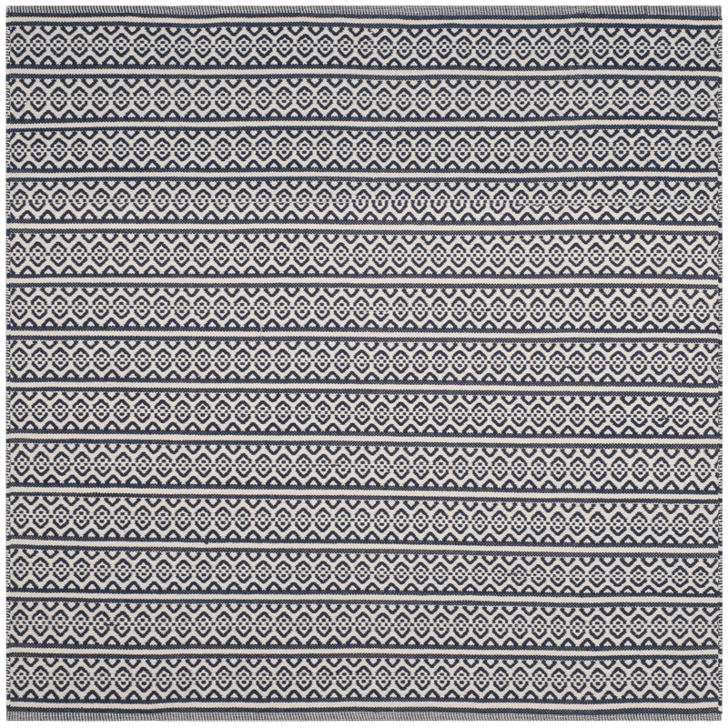 Melaina Hand Woven Cotton Striped Rug, Square 6'