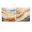 Or et bleu plage sable Fusion III - ensemble d'art mural en verre acrylique bord de mer-1356523916