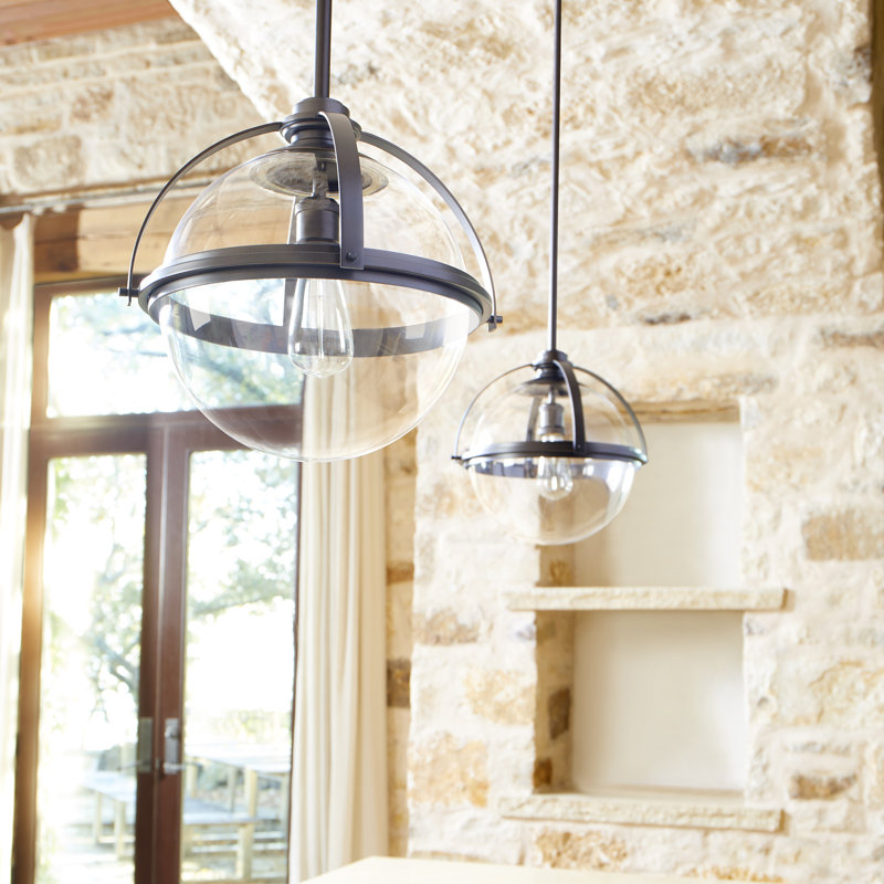 Doucet 1 - Light Sphere Pendant, Satin Nickel, 12" H x 12.5" W x 5" D