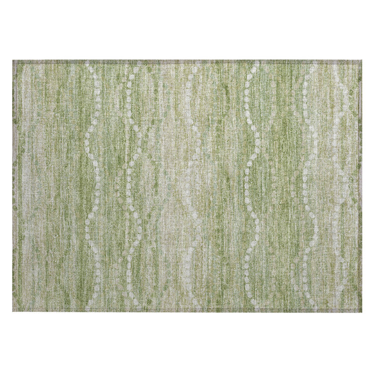 Machine Washable Indoor/Outdoor Xhevrie Sage Rug