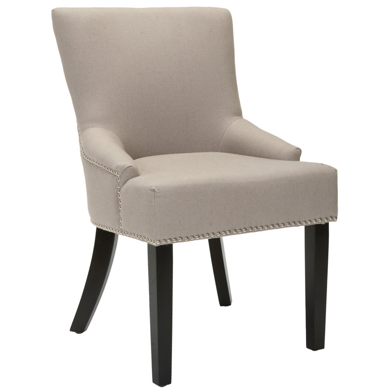 Bronte-May Tufted Upholstered Side Chair, Light Taupe, Espresso