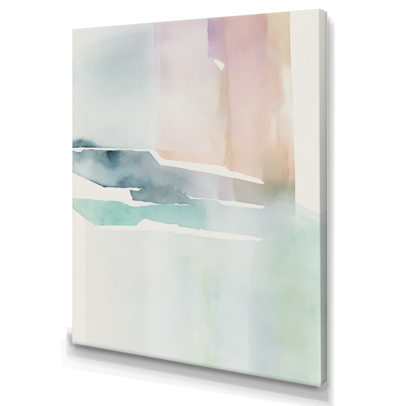 Pastel Serenity II - abstrait, encre liquide, H 20 po x l 12 po x P 1 po, Toile tendue