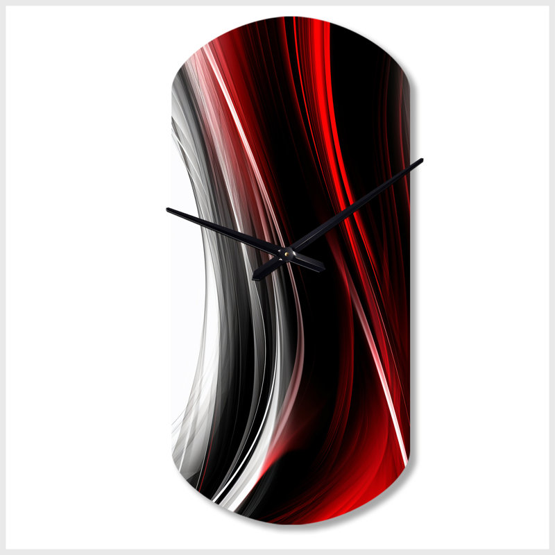 Horloge murale cylindrique rouge, rouge, infini ondulé II - vagues, horloge murale asymétrique moderne, Petit