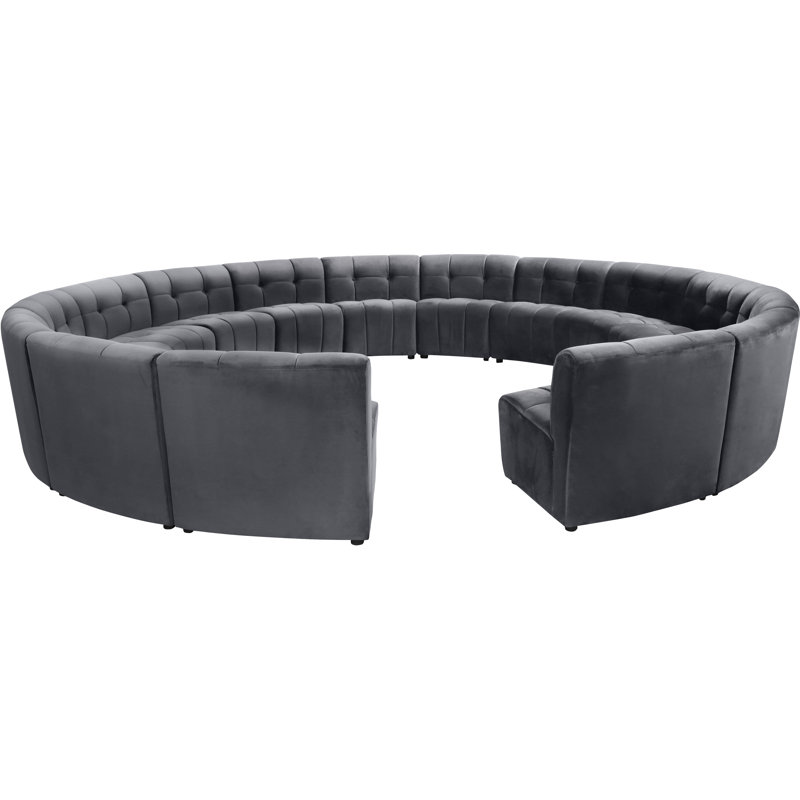 Jedson Velvet Sectional Symmetrical, Grey Velvet