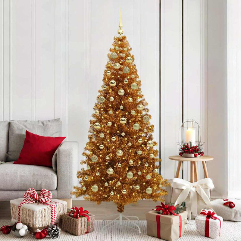 vidaXL Christmas Tree with 300 LEDs with Stand Gold PET, 5.91 ft