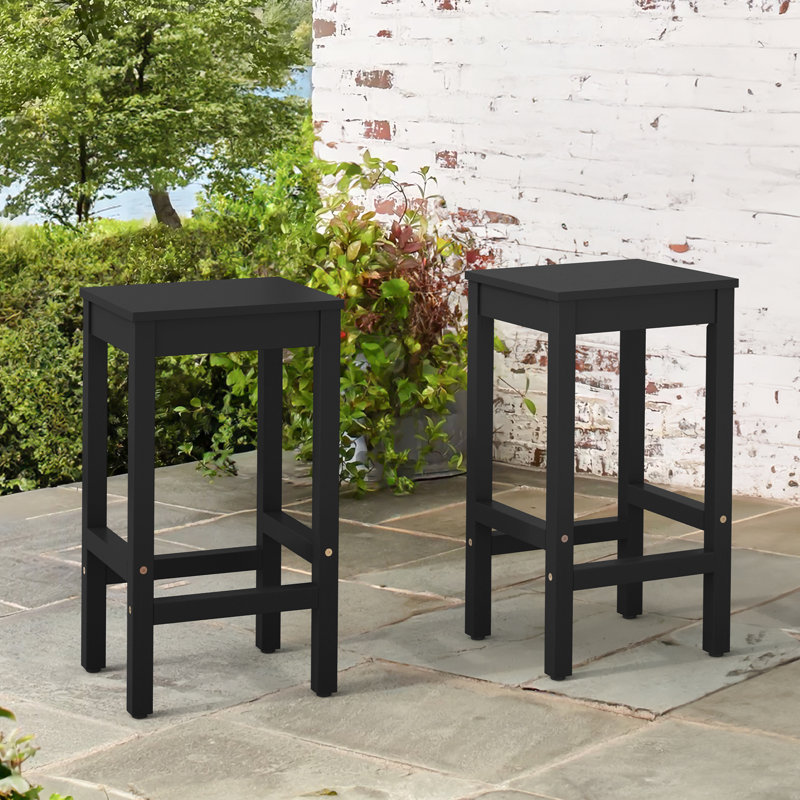 Acacia Outdoor Bar Stool, Black