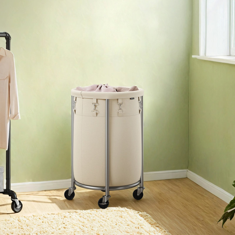 Rolling Laundry Hamper, Cream White