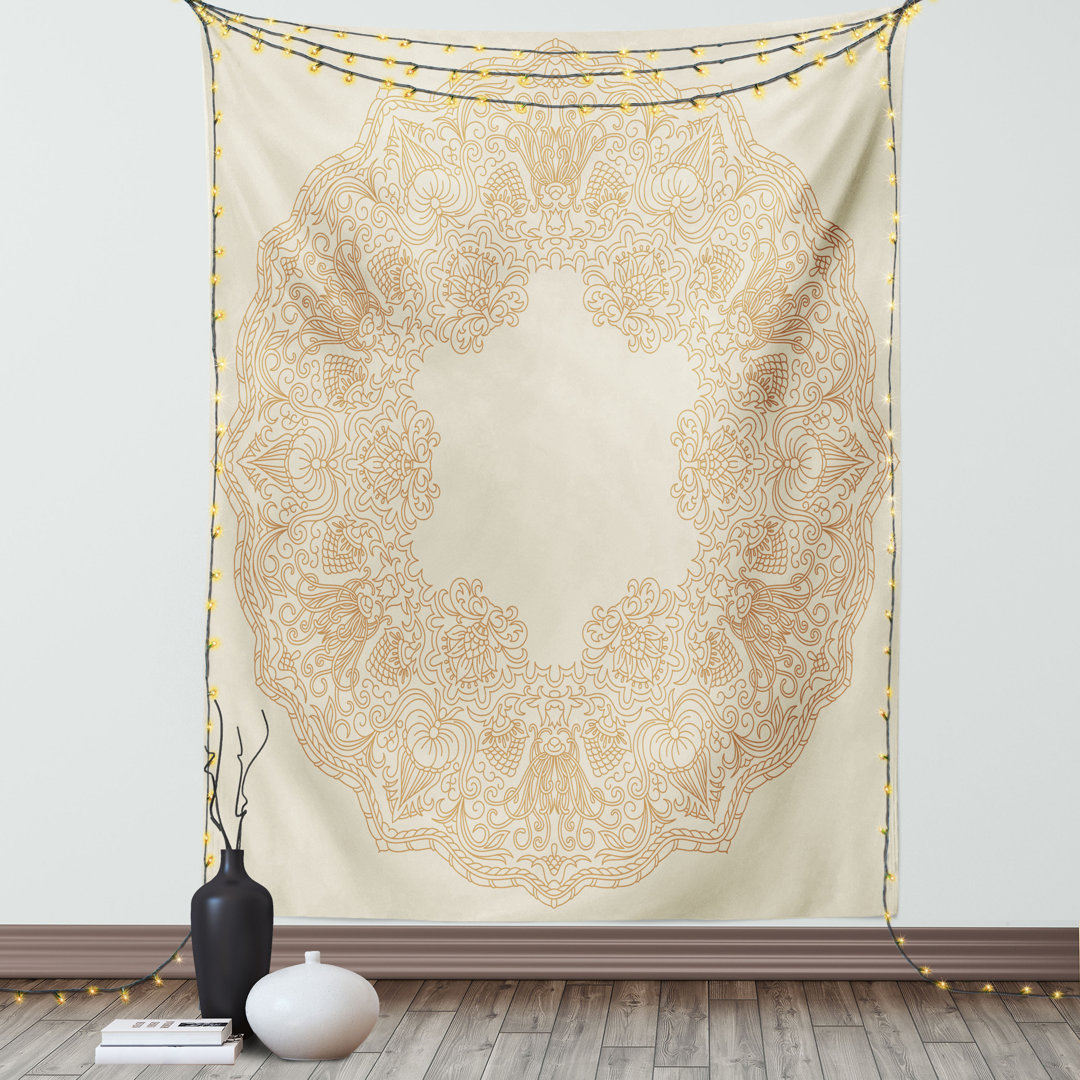 Wandbehang Old Fashion Embriodery Style Floral Kreis Viktorianisch Feminin Boho