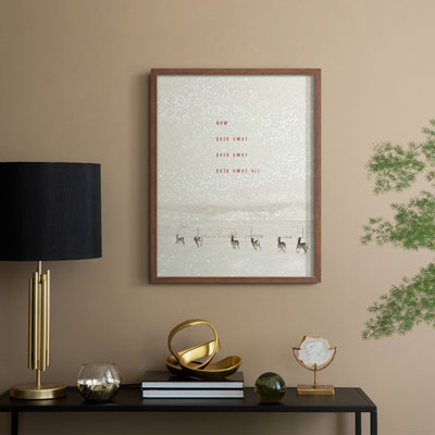 Deer Dashing Framed Print - Solid Wood