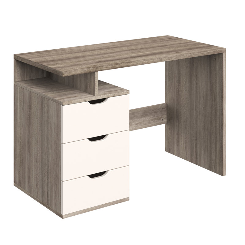 Athenea Computer Desk - Contemporary Desk with Attached 3-Drawer File Cabinet - For Home Office, Bedroom, Computer, or Craft Table