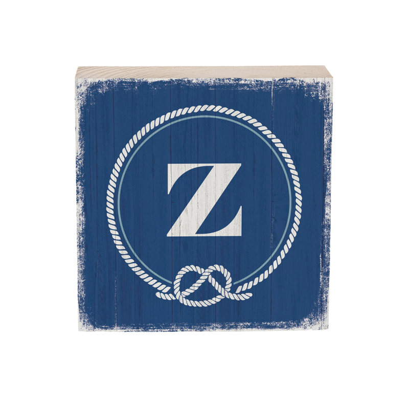 Coastal Wooden Plock Monogram Nautical 6" Z