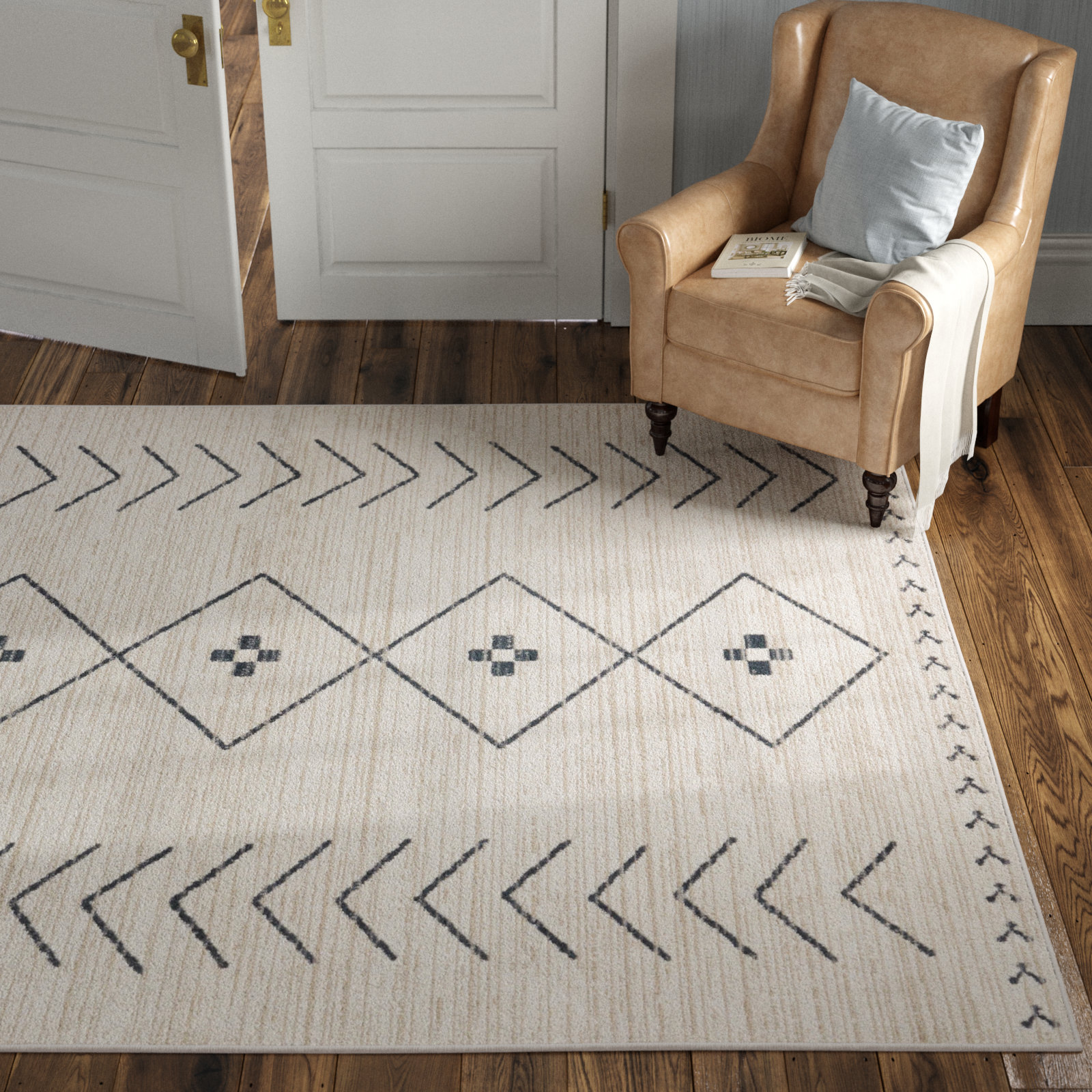 Phoebe Cream/Dark Slate Rug, Rectangle 7'10" x 10'
