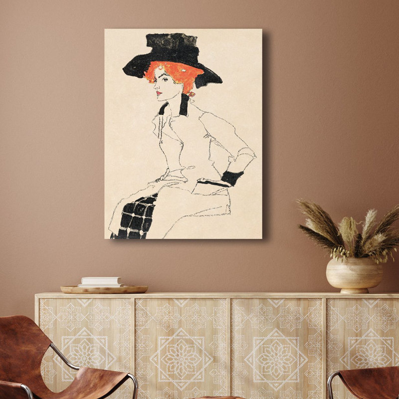 Portrait Of A Woman by Egon Schiel - Wrapped Canvas Painting, 100cm H x 70cm W x 4cm D