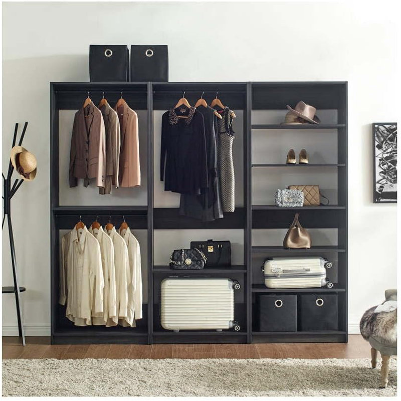  Gray Freestanding Walk in Wood Closet System for Contemporary Closet Room Design