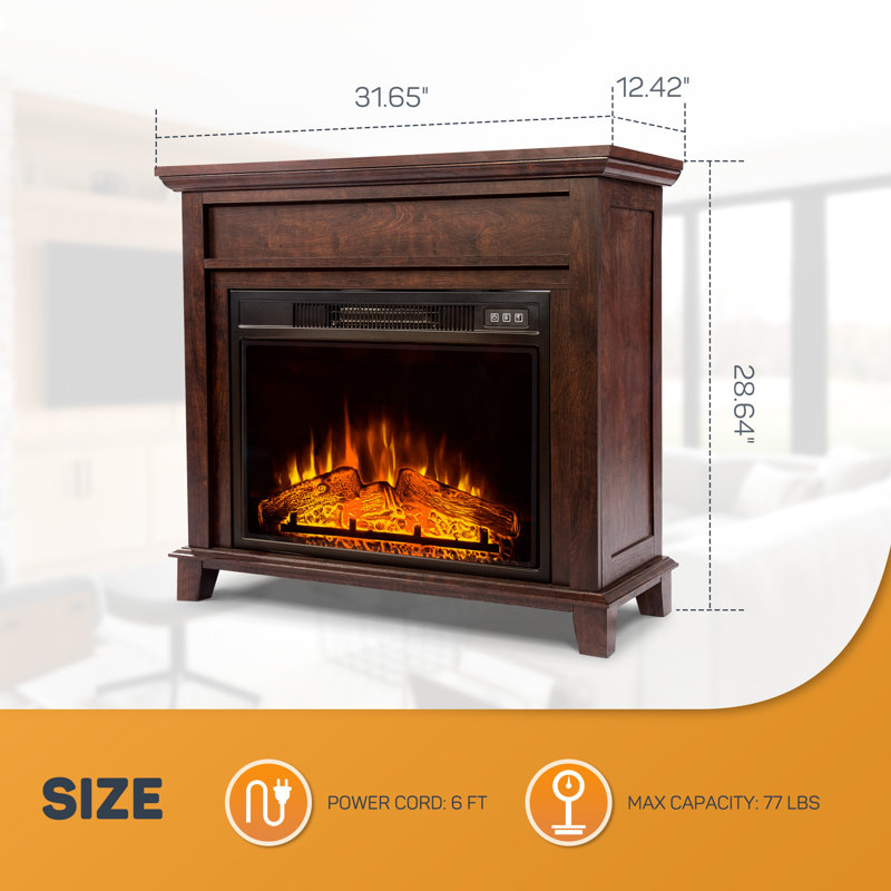Annique 31.65" W Electric Fireplace, Brown