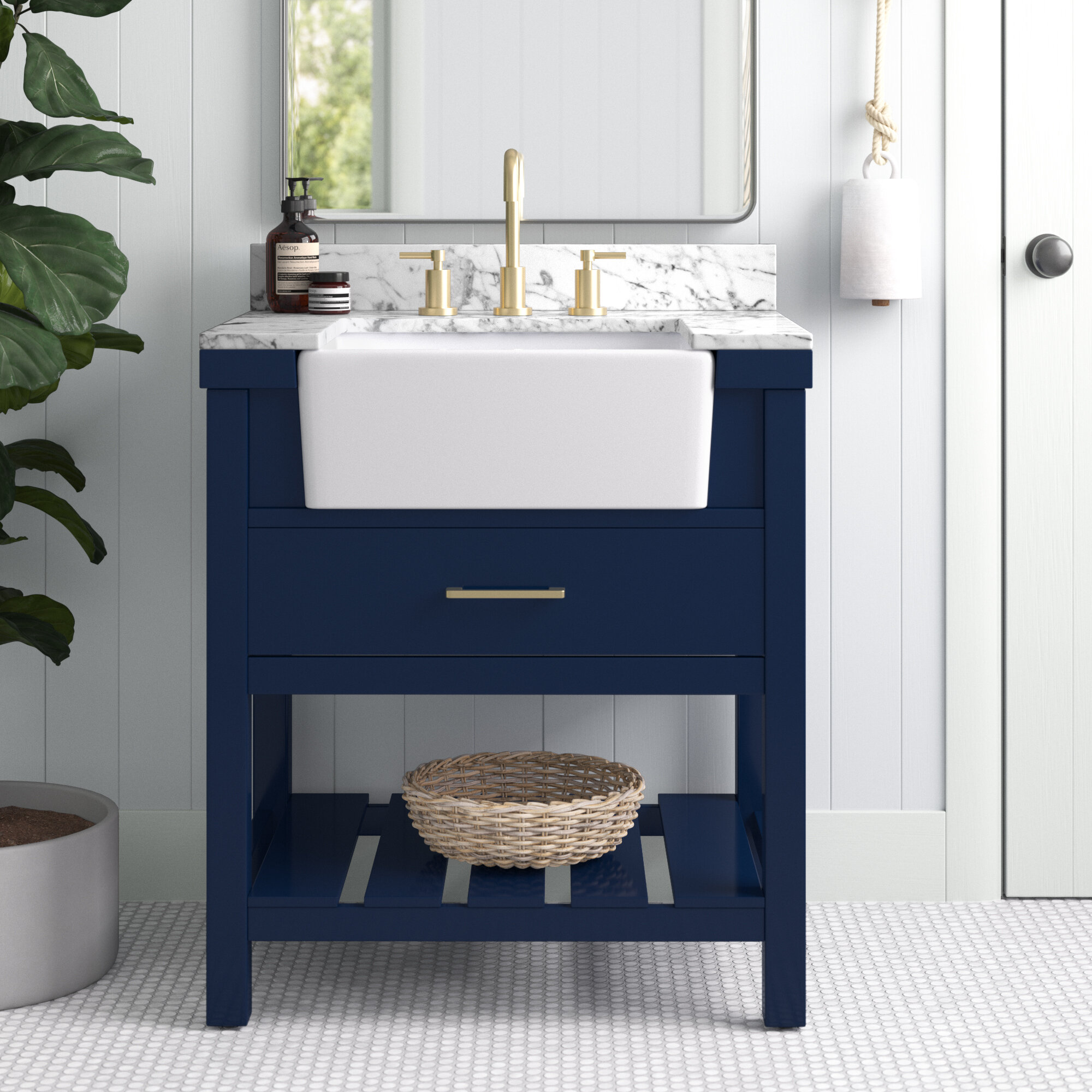 Sand & Stable Alger 30'' Single Bathroom Vanity with Marble Top | Wayfair