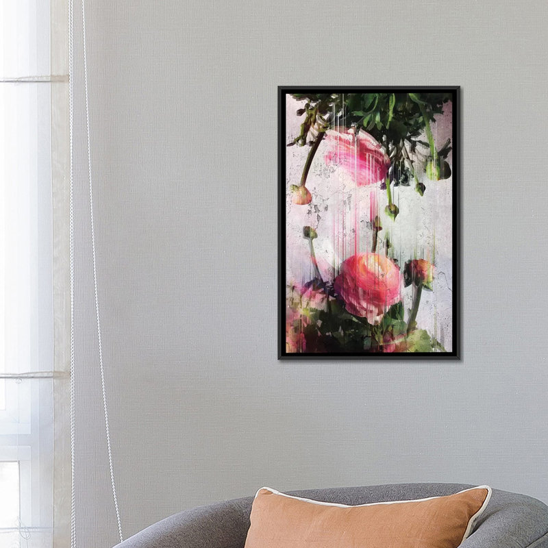 « buttercupss », reproduction d’impression sur toile, H 26 po x l 18 po x P 1,5 po, Toile avec cadre noir, Pas de tapis