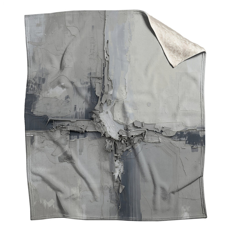 Textured Gray Abstract Blankets, 50in W x 60in H