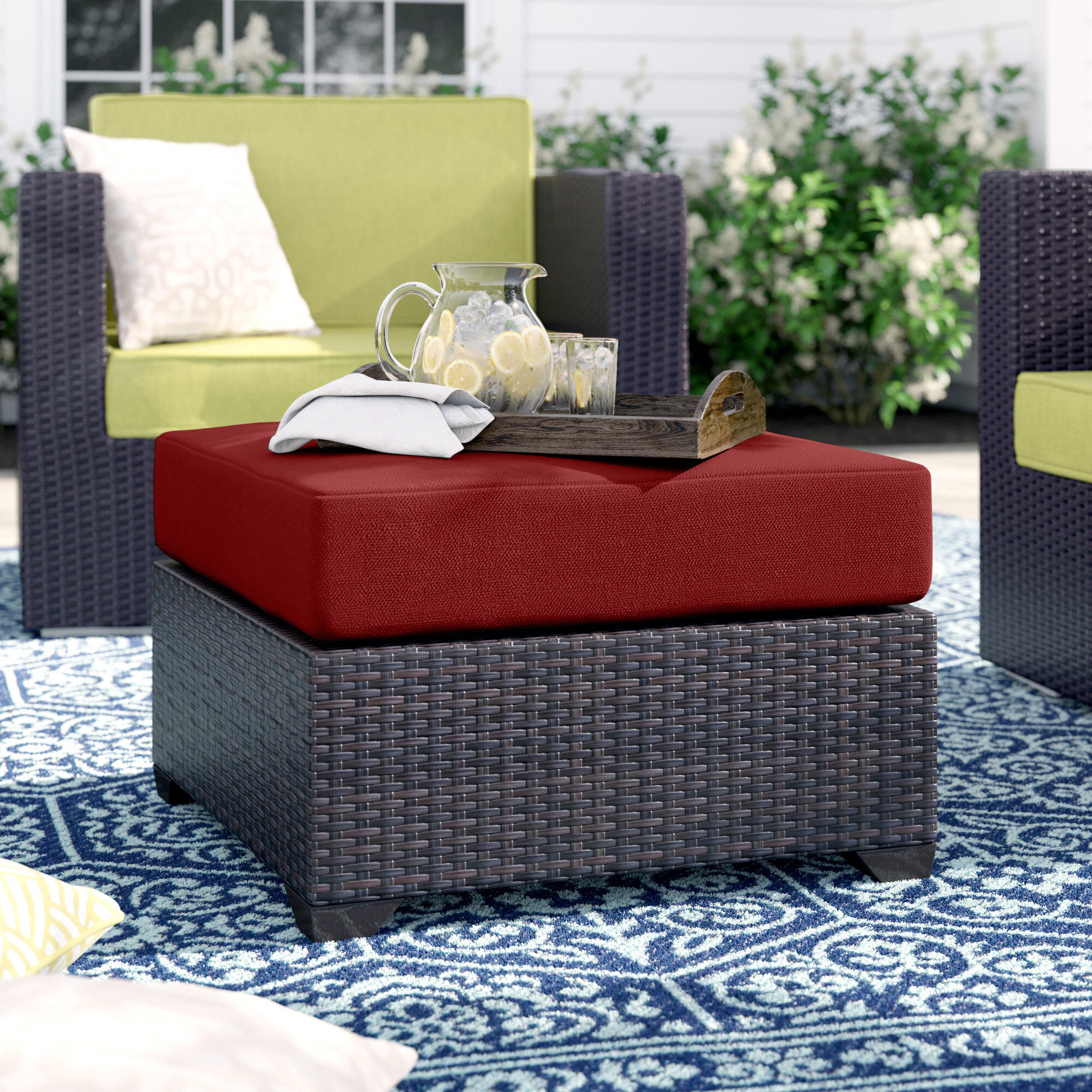 Lark Manor Anastase All Weather Wicker Ottoman Reviews Wayfair