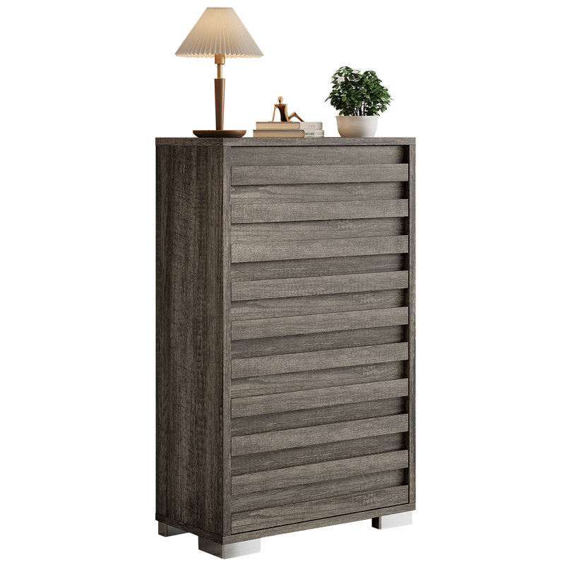 Farmhouse 5 Drawer Dressers For Bedroom, Tall Dressers With Slat Handles & Quick Install With Pre-installed Slide, Wood Chest Of Drawers For Living Room, Hallway, Entryway
