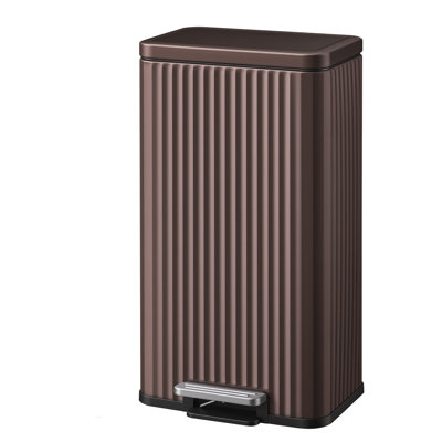 8 Gallon Step-on Stainless Steel Trash Can with Soft Close Lid