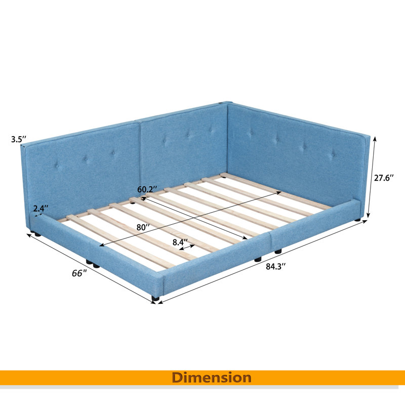 Lit plateforme tapissier avec ports USB, Grand lit