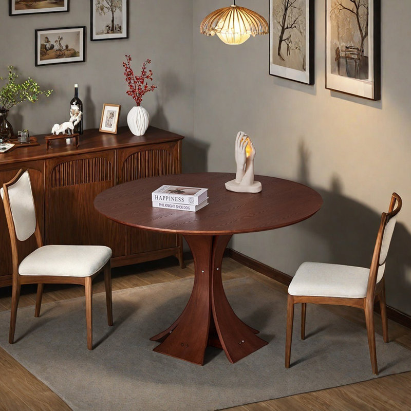 Table ronde multifonctionnelle brun foncé durable, H 29,52 po x L 39,37 po x l 39,37 po