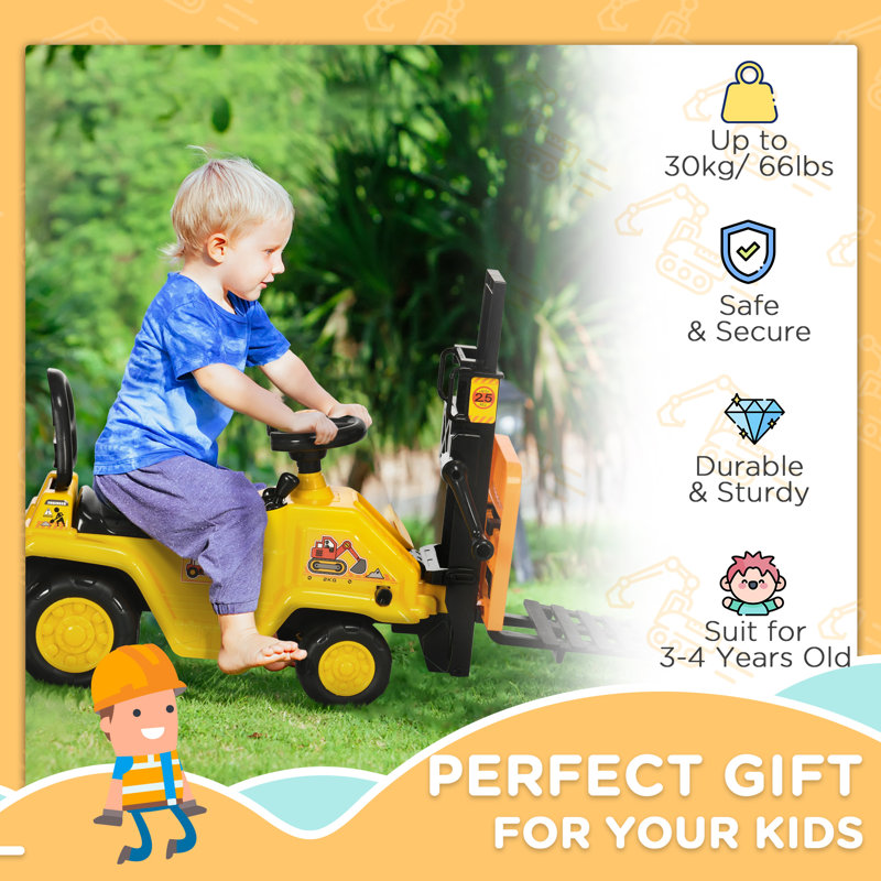 Yellow Forklift Ride-On Construction Toy for Kids