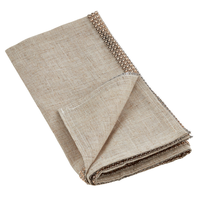 Rhinestone Elegant Studded Design Cloth Napkins 20" W X 20" L, Set Of 4, Champagne