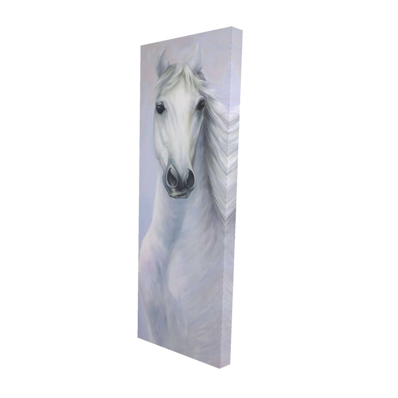 Powerful White Horse - Rustic Animals Canvas for Home Decor, 60" H x 20" W