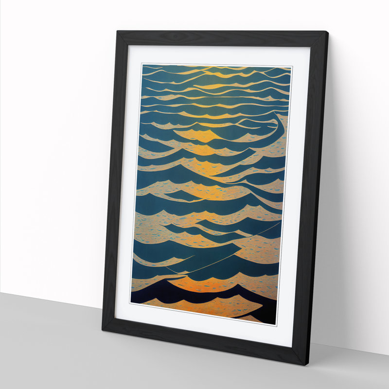 Unique Ocean Abstract Vol.5 1 Piece Single Picture Frame Wall Art, 34cm H x 25cm W x 2cm D, Black