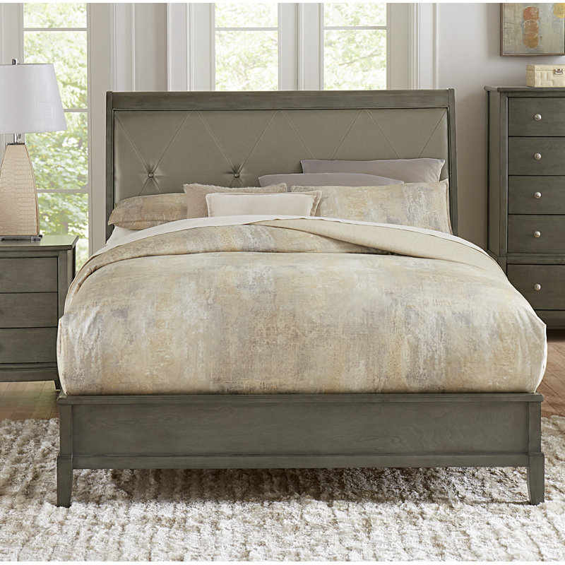 Ping Upholstered Bed, Cherry, California King