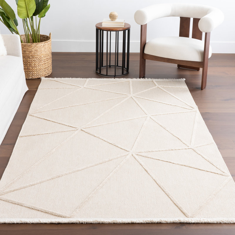 Anica Geometric Fringe Area Rug, Rectangle 5' x 8'