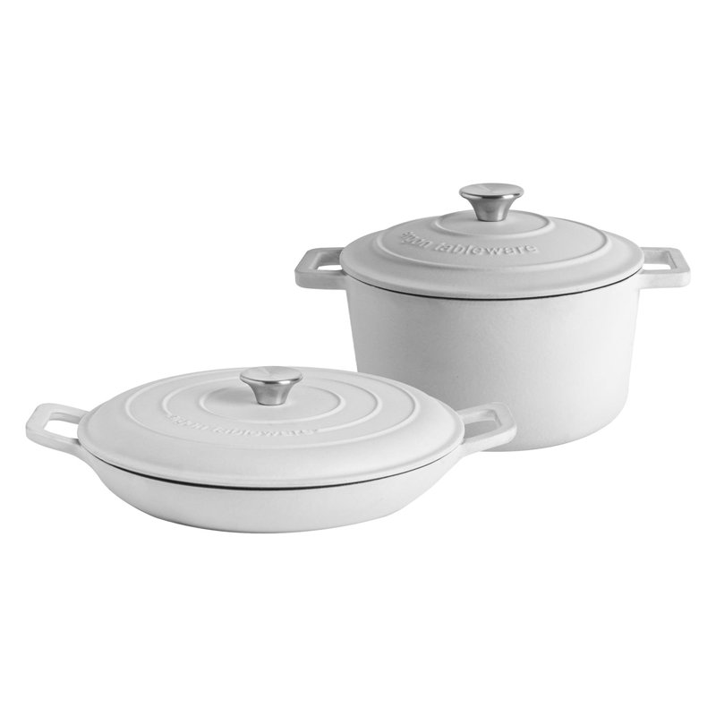 Argon Tableware Cast Iron Casserole Dish Set, 4.5 L, Green