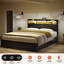 Lit Livia Queen avec 2 tiroirs sous le lit, lit plateforme moderne avec station de recharge et lumière DEL, tête de lit avec rangement, 2 tiroirs de chevet et étagères ouvertes, noir-681037732-705684570