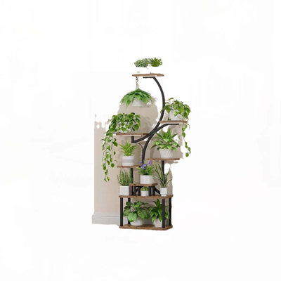 Plant Stand with Grow Lights, 8 Tiered Indoor Plant Shelf, 61" Tall Plant Stand for Indoor Plants Multiple, Metal Plant Flower Holder Stand, S-Shaped Plant Rack for Home, Patio (Black),Plant Stand