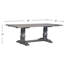 Table rectangulaire à tréteaux avec piédestal double tourné, gris vieilli