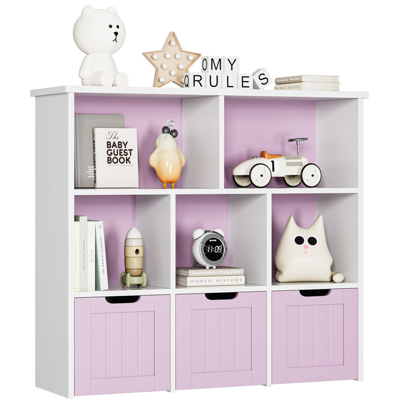 Kalb 39.4"W x 35.4'' H Toy Box and Organizer, Pinkish Purple/White