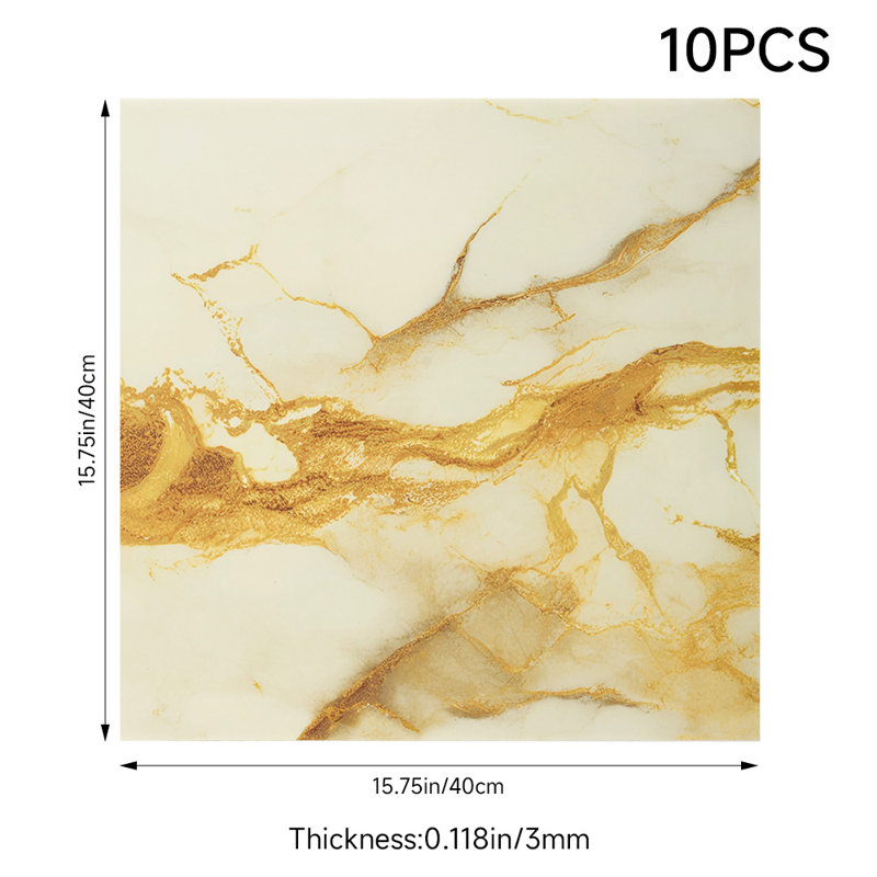 10Pcs Self-Adhesive Marble Pattern Wall Tile Stickers, 40cm H x 40cm W