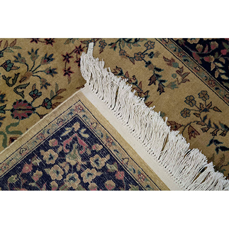 Tapis ivoire et noir noué à la main de haute qualité