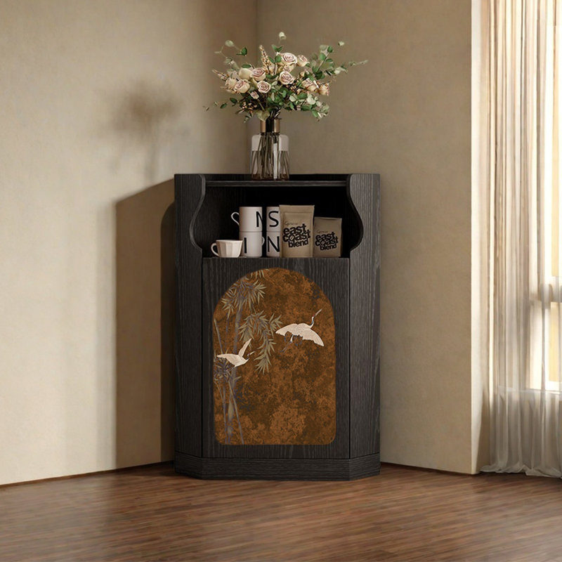 Armoire d'angle moderne et multifonctionnelle triangulaire, Noir