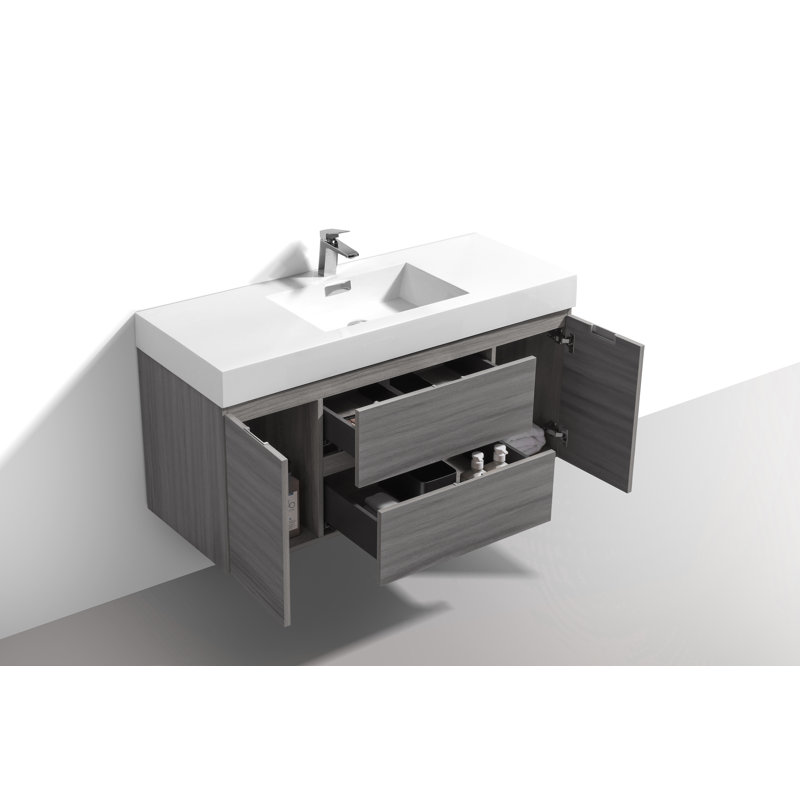 47.25'' Single Bathroom Vanity with Acrylic Top, Valcun Ash Grey