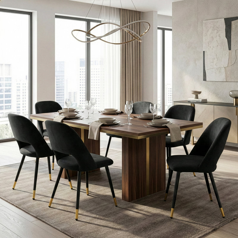 Jasicianna 18.5'' H Velvet Upholstered Metal Side Chair, Black