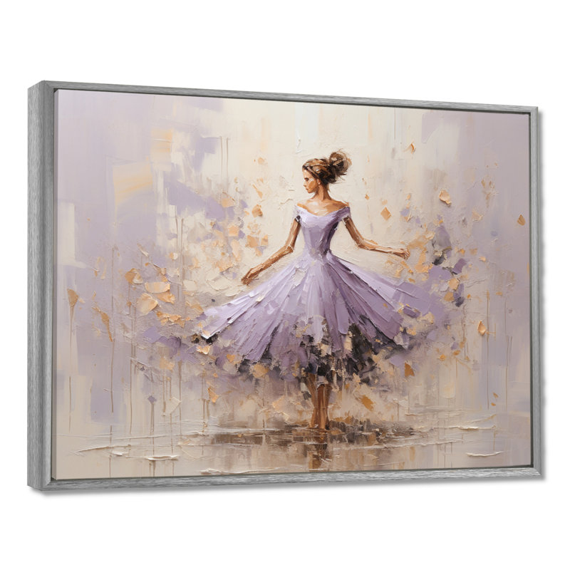 «Minimalisme mauve doré ballerine I», impression sur toile de ballet, H 34 po x l 44 po x P 1,5 po, Encadrement argenté