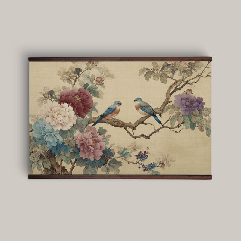 Art mural sur toile pivoine bleue, impression florale botanique, salon et chambre, H 32 po x l 48 po