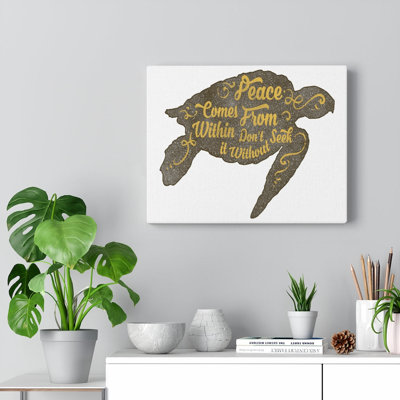 Inspirational Quote Canvas Peace Comes From Within Wall Art Motivational Motto Inspiring Posters Prints Artwork Decor Ready To Hang -  Trinx, 42FE11B7298F49D0B01485C444E3B978