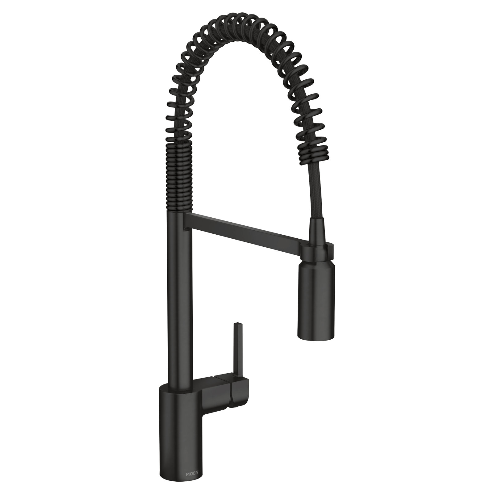 Align One Handle Spring Kitchen Faucet, Modern Single Hole Kitchen Sink Faucet Pulldown Sprayer, Matte Black